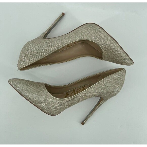 Sam Edelman Danna Silver Gold Metallic Sparkle Pointed Toe Pumps Heels Size 9 - Picture 1 of 8
